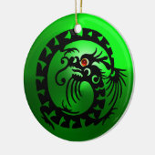 SNAKE DRAGON Black en Green Emerald Keramisch Ornament (Links)