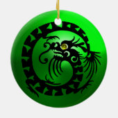 SNAKE DRAGON Black en Green Emerald Keramisch Ornament (Achterkant)