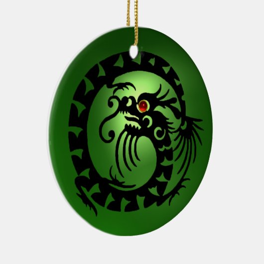 SNAKE DRAGON Black en Green Emerald Keramisch Ornament (Rechts)