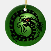SNAKE DRAGON Black en Green Emerald Keramisch Ornament (Voorkant)