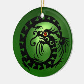 SNAKE DRAGON Black en Green Emerald Keramisch Ornament (Links)