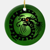 SNAKE DRAGON Black en Green Emerald Keramisch Ornament (Achterkant)