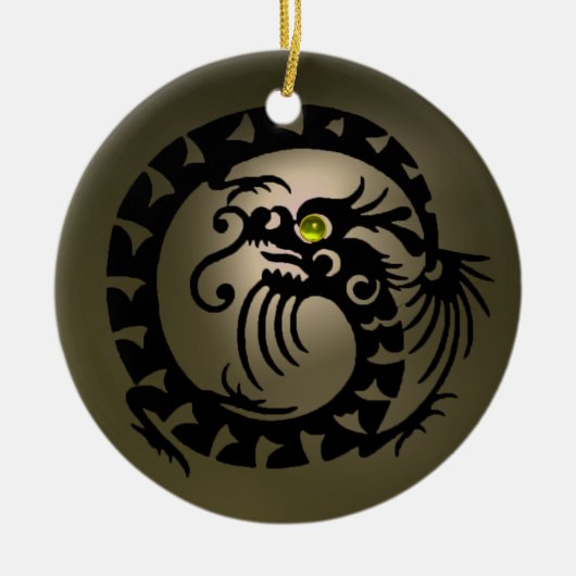 SNAKE DRAGON Black en Grey Agate Keramisch Ornament (Voorkant)