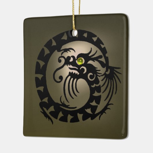 SNAKE DRAGON Black en Grey Agate Keramisch Ornament (Links)