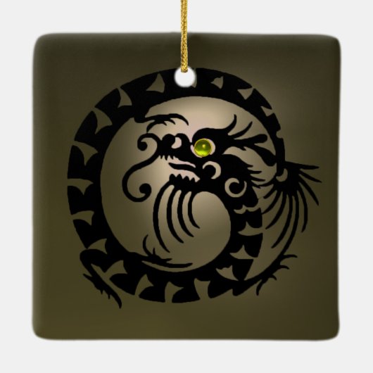 SNAKE DRAGON Black en Grey Agate Keramisch Ornament (Achterkant)