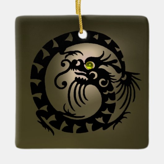 SNAKE DRAGON Black en Grey Agate Keramisch Ornament (Voorkant)