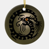 SNAKE DRAGON Black en Grey Oranje Agate Keramisch Ornament (Voorkant)