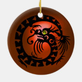 SNAKE DRAGON Black en Grey Oranje Agate Keramisch Ornament (Achterkant)