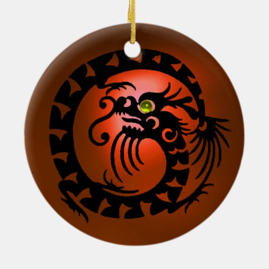 SNAKE DRAGON Black en Grey Oranje Agate Keramisch Ornament (Achterkant)