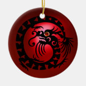 SNAKE DRAGON Black en Red Ruby Keramisch Ornament (Voorkant)