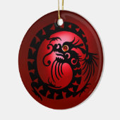SNAKE DRAGON Black en Red Ruby Keramisch Ornament (Links)