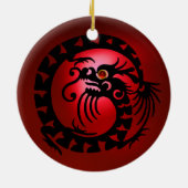SNAKE DRAGON Black en Red Ruby Keramisch Ornament (Achterkant)