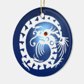 SNAKE DRAGON Black en White Blue Sapphire Keramisch Ornament (Links)