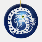 SNAKE DRAGON Black en White Blue Sapphire Keramisch Ornament (Achterkant)