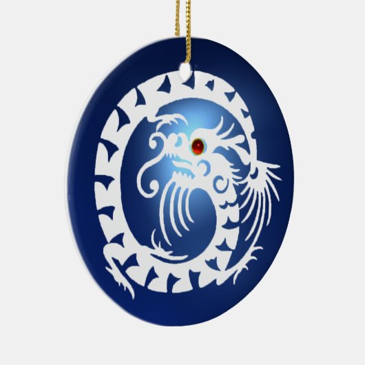 SNAKE DRAGON Black en White Blue Sapphire Keramisch Ornament (Rechts)