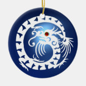 SNAKE DRAGON Black en White Blue Sapphire Keramisch Ornament (Voorkant)