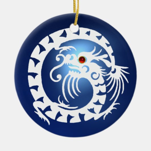 SNAKE DRAGON Black en White Blue Sapphire Keramisch Ornament (Voorkant)