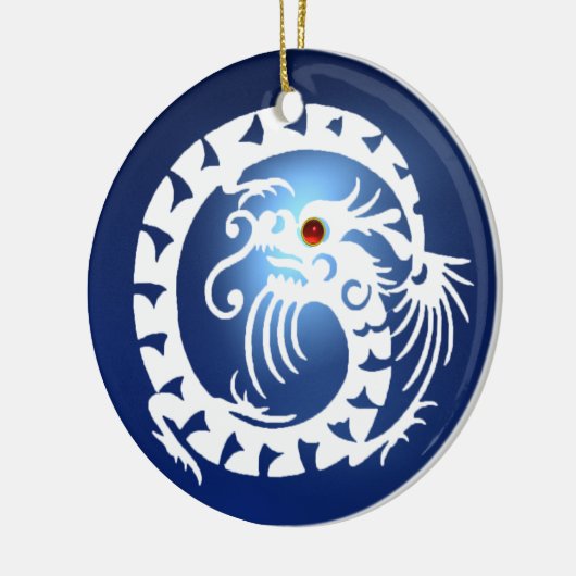 SNAKE DRAGON Black en White Blue Sapphire Keramisch Ornament (Links)