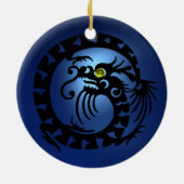 SNAKE DRAGON Black en White Blue Sapphire Keramisch Ornament (Achterkant)