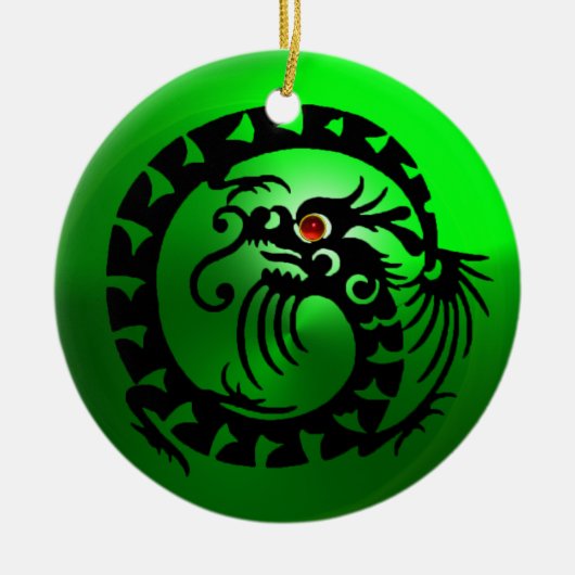 SNAKE DRAGON Black en White Green Emerald Keramisch Ornament (Voorkant)