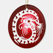 SNAKE DRAGON Black en White Red Ruby Keramisch Ornament (Links)