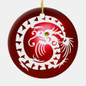 SNAKE DRAGON Black en White Red Ruby Keramisch Ornament (Achterkant)