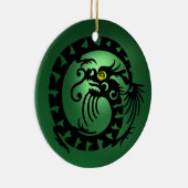SNAKE DRAGON Black Green Jade, Roze rode roodbruin Keramisch Ornament (Rechts)
