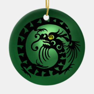 SNAKE DRAGON Black Green Jade, Roze rode roodbruin Keramisch Ornament