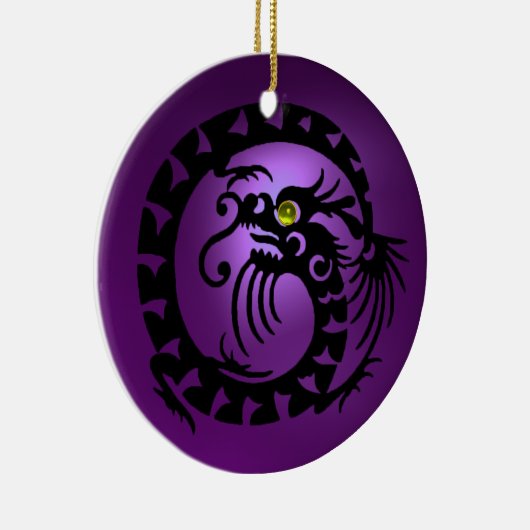 SNAKE DRAGON Black Paars en roze Amethyst Keramisch Ornament (Rechts)
