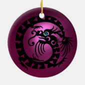 SNAKE DRAGON Black Paars en roze Amethyst Keramisch Ornament (Achterkant)