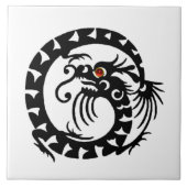 SNAKE DRAGON, Black White Red Tegeltje (Voorkant)