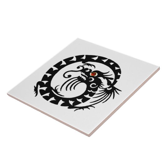 SNAKE DRAGON, Black White Red Tegeltje (Zijkant)