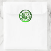 SNAKE DRAGON, emerangroen Ronde Sticker (Tas)