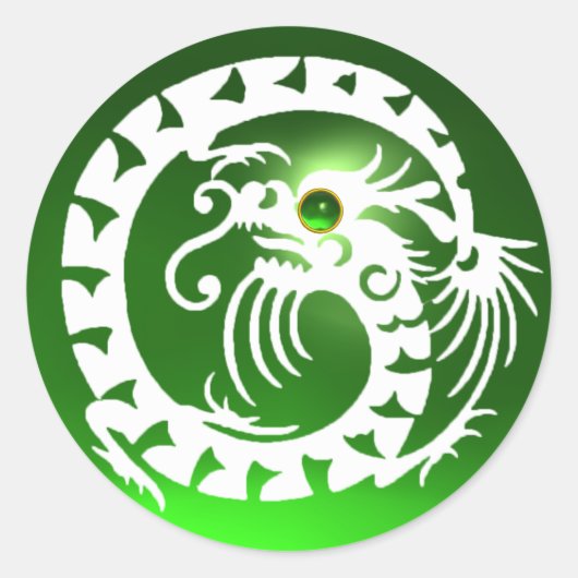 SNAKE DRAGON, emerangroen Ronde Sticker (Voorkant)