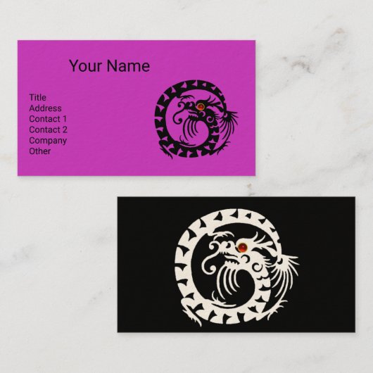 SNAKE DRAGON Red Ruby, Black White Paars Fantasy Visitekaartje (Voorkant / Achterkant)