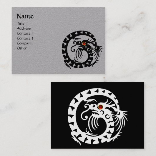 SNAKE DRAGON RUBY Fantasy Black White Grey Paper Visitekaartje (Voorkant / Achterkant)