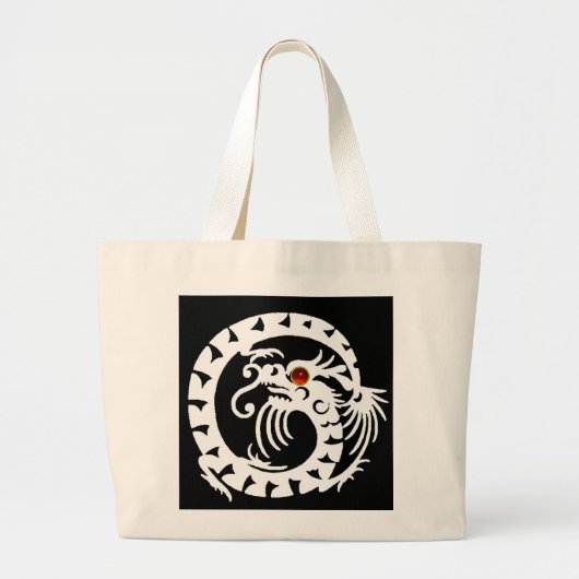 SNAKE DRAGON RUBY, zwart-wit rood Grote Tote Bag (Voorkant)
