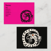 SNAKE DRAGON RUBY zwart-wit roze Visitekaartje (Voorkant / Achterkant)