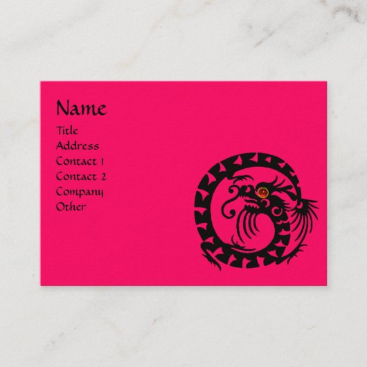 SNAKE DRAGON RUBY zwart-wit roze Visitekaartje (Voorkant)