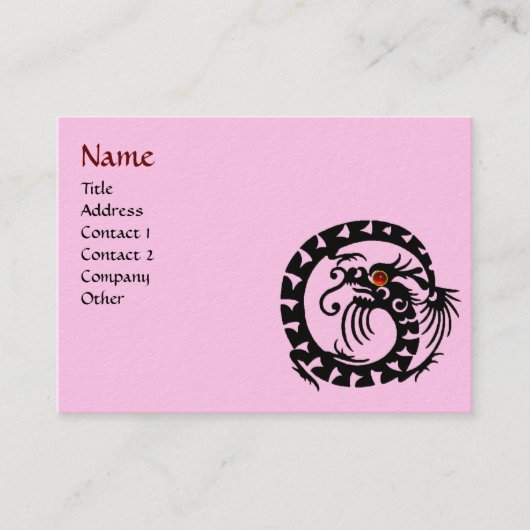 SNAKE DRAGON RUBY zwart-wit roze Visitekaartje (Voorkant)