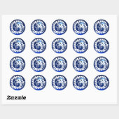 SNAKE DRAGON, wit, blauw saffier Ronde Sticker (Vel)