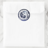 SNAKE DRAGON, wit, blauw saffier, topaz Ronde Sticker (Tas)