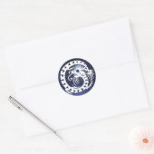 SNAKE DRAGON, wit, blauw saffier, topaz Ronde Sticker (Envelop)