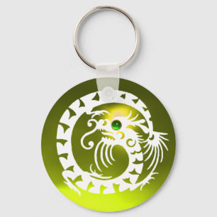 SNAKE DRAGON, wit, groen, smaragd, gele topaz Sleutelhanger