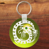 SNAKE DRAGON, wit, groen, smaragd, gele topaz Sleutelhanger (Voorkant)