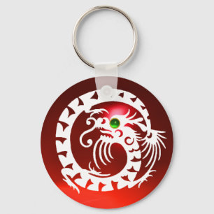 SNAKE DRAGON, wit, rood, groen, smaragd Sleutelhanger