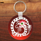 SNAKE DRAGON, wit, rood, groen, smaragd Sleutelhanger (Voorkant)