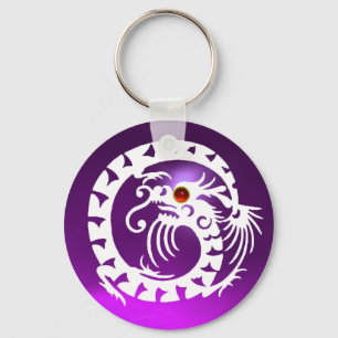 SNAKE DRAGON, wit, rood, paarse amethyst Sleutelhanger