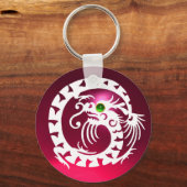 SNAKE DRAGON, wit, rood, roze ruby, groene smaragd Sleutelhanger (Voorkant)