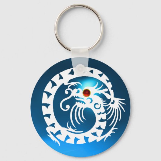 SNAKE DRAGON, wit, rood ruby, blauw saffier Sleutelhanger (Voorkant)